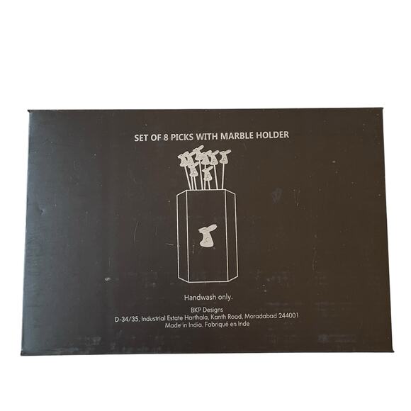 Marble and Gold Bunny Rabbit Cocktail Picks Set of 8 Easter New - Picture 7 of 12